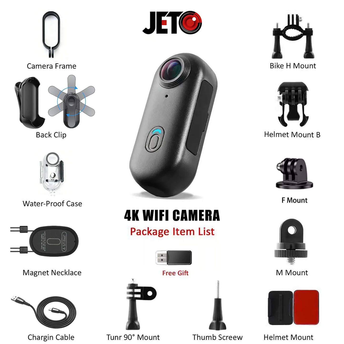 POV Magnetic Sports Camera 4K 30M Waterproof 2.4G Wireless WiFi Motorcycle Mini Small Action Body Video Vlog Cameras Helmet Bike