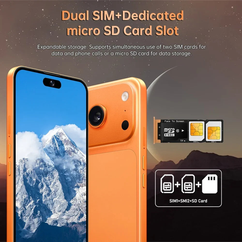 K-Touch New Ai iFone 17 Pro Maxi Smartphone Android 5G 7.3HD 22G+2TB Smart Mobile Phones 16+48MP Dual Sim 7800mAh Unlocked Cell Phone Global Version