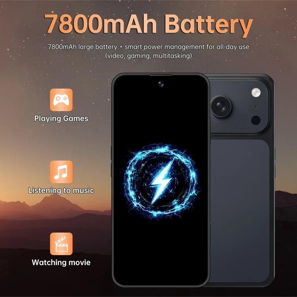 K-Touch New Ai iFone 17 Pro Maxi Smartphone Android 5G 7.3HD 22G+2TB Smart Mobile Phones 16+48MP Dual Sim 7800mAh Unlocked Cell Phone Global Version