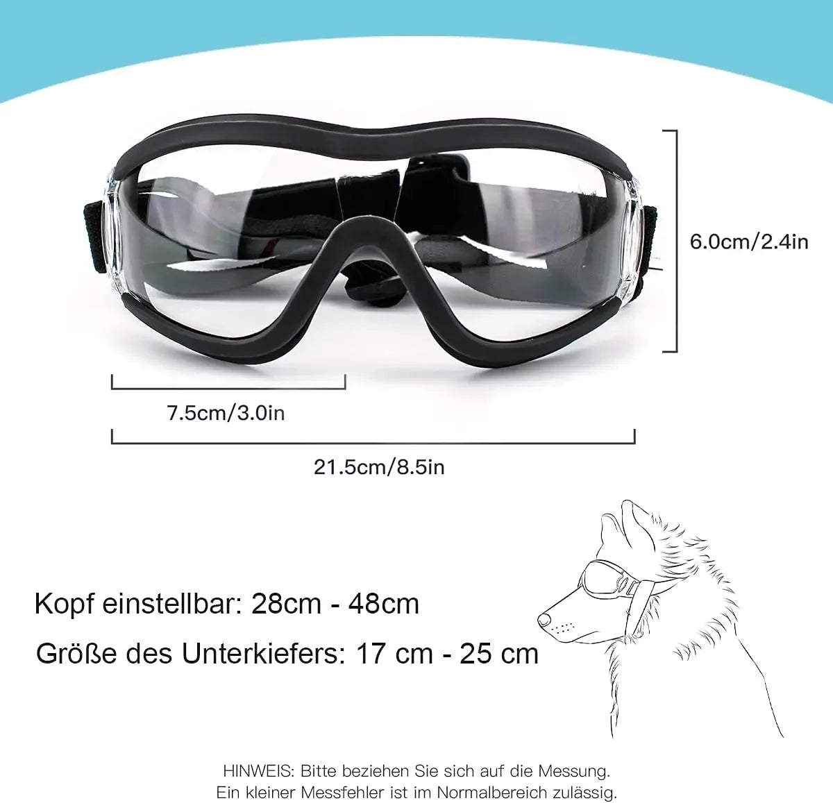 Dog Sunglasses Dog Goggles Adjustable Strap for Travel Skiing and Anti-Fog Snow Goggles Pet Goggles for Medium and Large Dogs