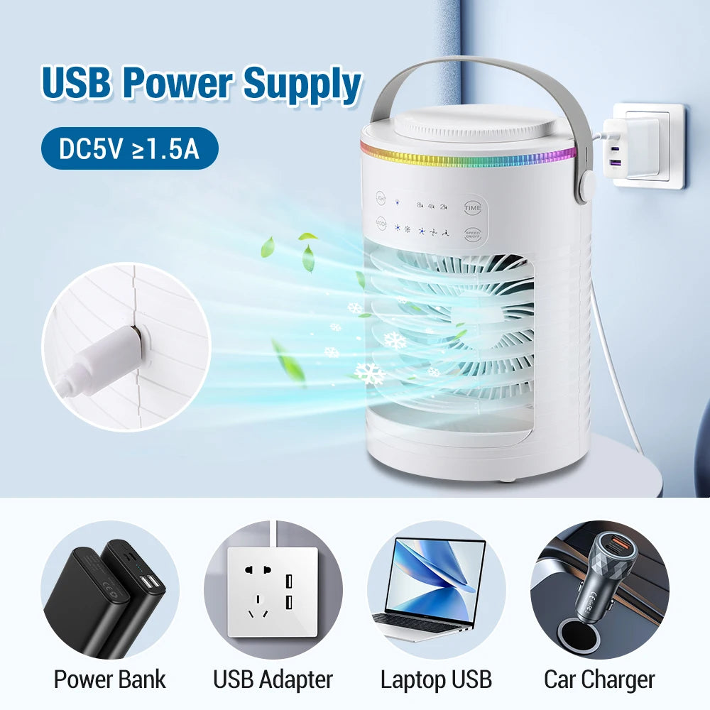 Portable Cold Air Conditioner Evaporative Air Cooler Mini Usb Table Fan Desktop Air Conditioning Fan Humidifier for Home Room
