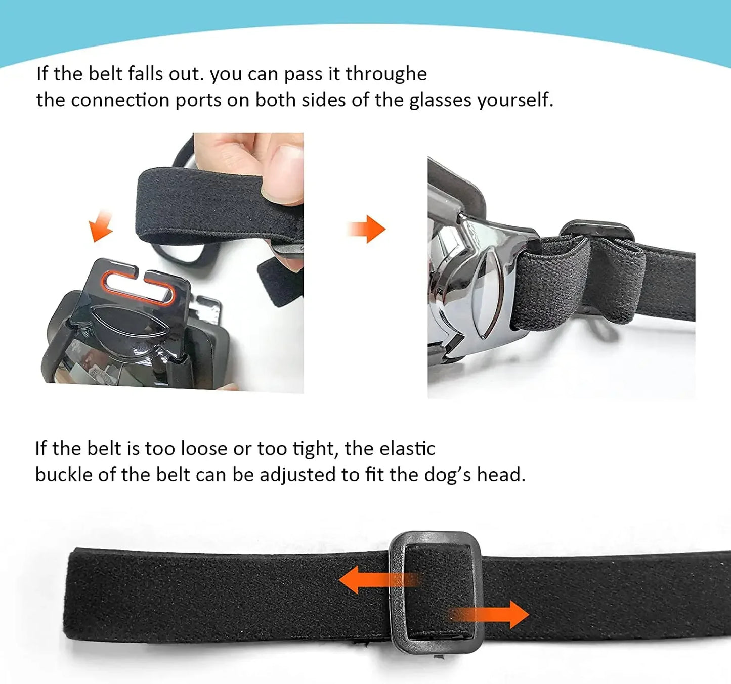 Dog Sunglasses Dog Goggles Adjustable Strap for Travel Skiing and Anti-Fog Snow Goggles Pet Goggles for Medium and Large Dogs