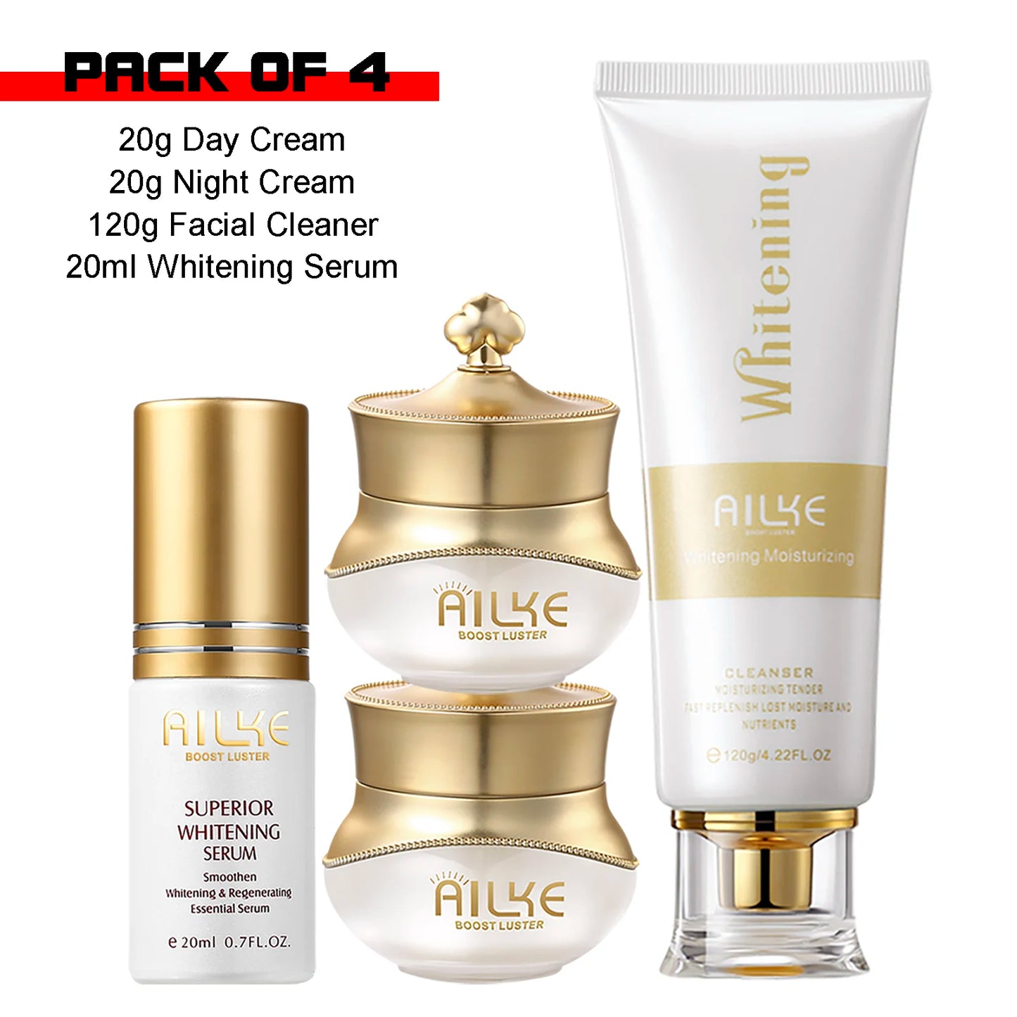 AILKE Women Whitening Face Care Set, Lightening, Reduce Dark Spots, Anti Wrinkles, For All Skin Types, Not Greasy, Easy Absorb
