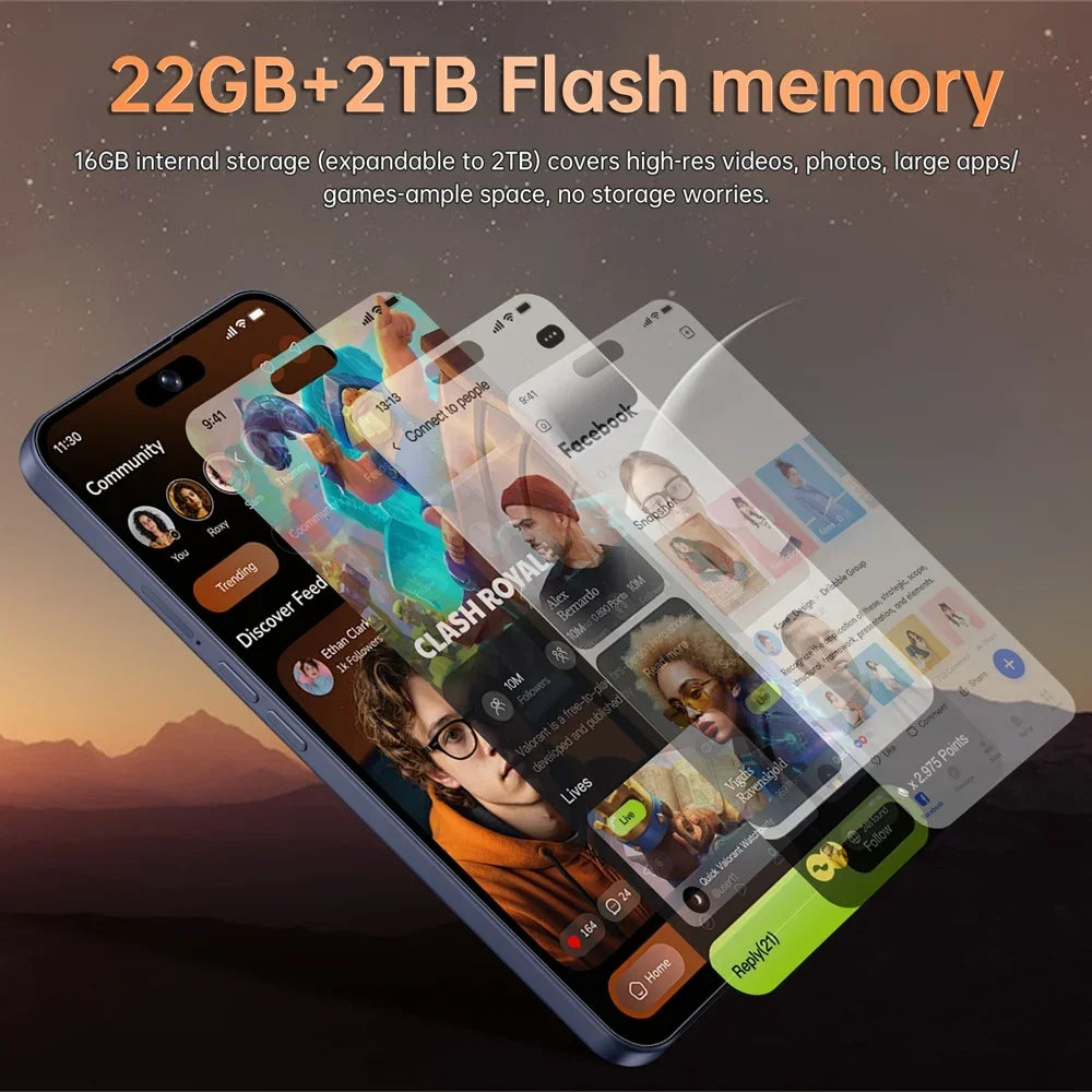 K-Touch New Ai iFone 17 Pro Maxi Smartphone Android 5G 7.3HD 22G+2TB Smart Mobile Phones 16+48MP Dual Sim 7800mAh Unlocked Cell Phone Global Version