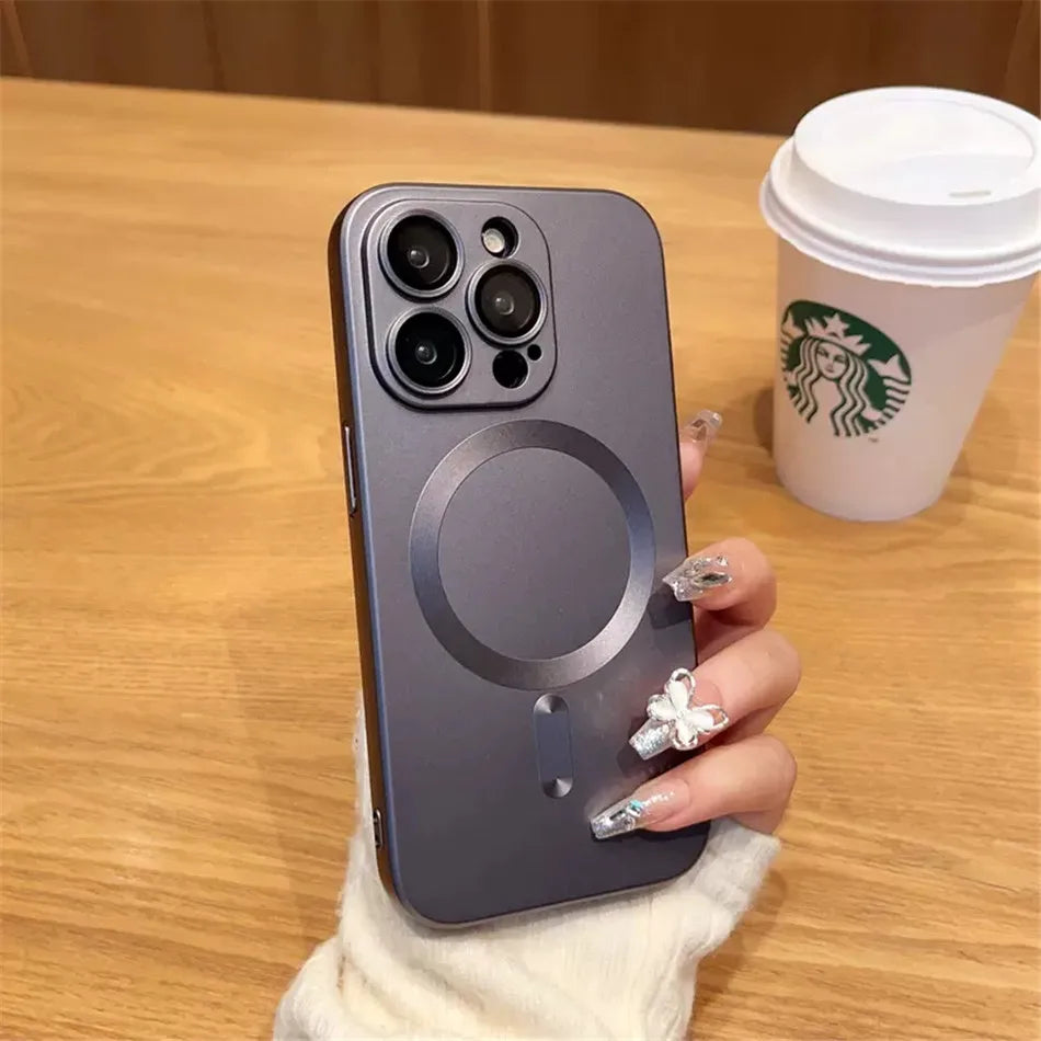 For Magsafe Magnetic Wireless Charge Case for iPhone 17 16 15 14 13 12 11 Pro Max Plus Soft Silicone Glass Lens Protection Cover