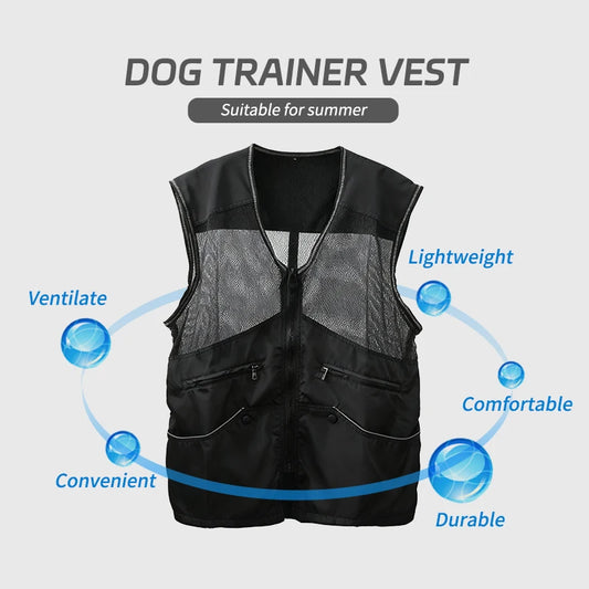 Breathable Dog Trainer Vest Grab-Proof Mesh Large Pocket Multifunctional Dog Training Clothes German Shepherd Dog Training Suppl